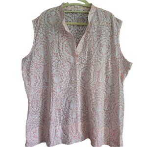 TILLEY Peach & White Patterned Sleeveless Blouse 3XL
